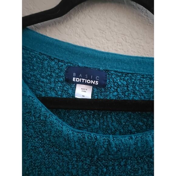 Basic Editions Blue Textured Long Sleeve Pullover Sweater Womans Plus Size 3X - Picture 3 of 4